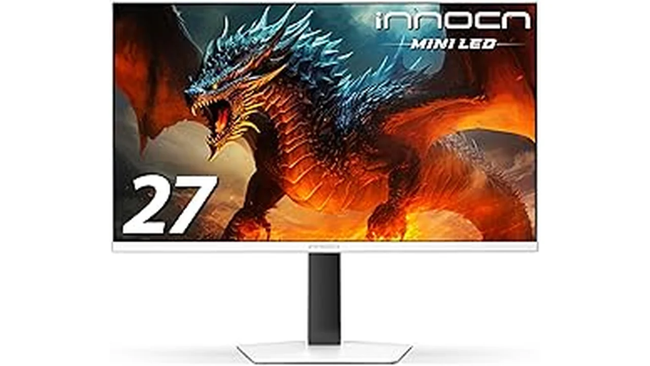 The image shows a sleek gaming monitor displaying a vibrant PlayStation 5 game for a top 5 HDMI 2.1 desktop screen review.